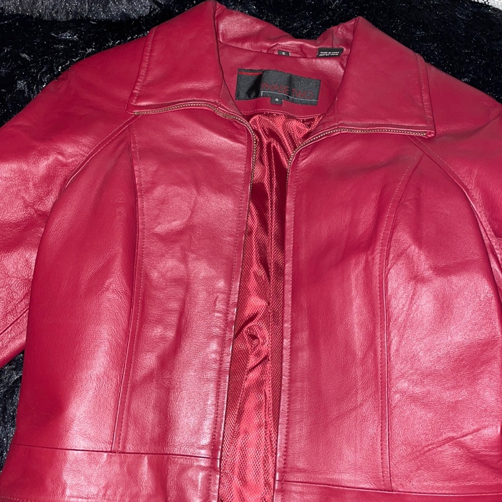 Red leather jacket
